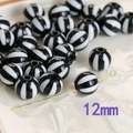 DIY 12mm black and white striped acrylic beads for handmade jewelry and accessories - 12mm / Black