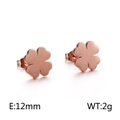 Boucles d'oreilles trèfle en or rose 18K de 12 mm avec une finition polie - Style Poli Classique (KE86580-K)