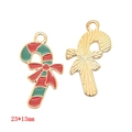 Christmas candy cane alloy pendant with red and green enamel and 23x13mm size mark - Christmas Candy Cane (A3-103)