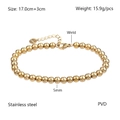 Detailed specs of 5mm gold bead stainless steel chain with PVD coating and extension - 5mm Bead Diameter - Lobster Clasp Chain (YB-1069G-5mm)