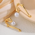 Elegant 18k gold plated titanium earrings with dangling pearls in a French vintage style - Pearl Drop Stud Earrings
