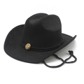 Chapeau de cowboy classique en suédine noire avec bandeau tressé et emblème en bronze - M(56-58cm) / Noir