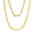 Collar de cadena de serpiente plana de plata de ley S925 bañada en oro para mujer - 4.5mm de ancho / 40cm de largo / Oro de 18K