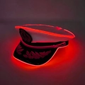 Red LED captain hat with gold anchor embroidery for festive parties and events - Captain Hat-Red Light