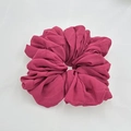 Detailed view of dark rose red chiffon hair scrunchie with soft pleated texture - Dark Rose Red (4-8)