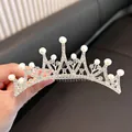 Silver crown hair comb for girls with faux pearls and rhinestones 6.6x5.9cm - #6 Graceful Crown Comb