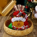 Detail of Christmas reindeer gift bag with plaid scarf and soft 3D plush fabric texture - Elk Style