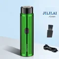 Mini rasoir électrique portable pour hommes en vert métallisé avec câble USB et brosse - Type standard / Vert