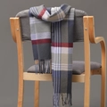 Karierter Schal für Herren in Grau und Weinrot mit weichen Fransen und Kaschmir-Gefühl - Grau Weinrot Beige Marine Kariert / Über 175cm