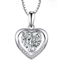 Silver heart pendant necklace with pear-cut sparkling gemstone and micro-pave accents - White Diamond Xl-84 [comes With Box And Chain]