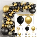 Black and gold balloon arch kit with 130 pieces including gold confetti and installation tools - Black and Gold Series Deluxe Style (Set 057)
