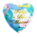 18-inch heart-shaped foil balloon with Feliz Día Mamá text in a gradient macaron design - 18 Inch Gradient Macaron Heart Happy Mother's Day (F3294)