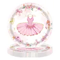 Assiettes jetables avec tutu de ballet et détails de cygne pour fête d'anniversaire - Grandes Assiettes