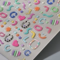 3D jelly candy color heart nail art relief stickers with embossed 3D resin texture - 3D Relief Dopamine Color Style (CO-345)