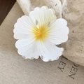 Close-up of white acrylic flower hair claw clip with yellow center and striped petals - Yellow-White Gradient Flower Hair Claw (55#) / Yellow