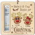 Custom wood Christmas money holder ornament with reindeer and Santa sleigh patterns - Dual Reindeer/Personalized (Style 33)
