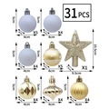 31-delige kerstversieringsset in goud en wit met glitterballen en sterren van kunststof - Goud