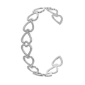 Elegant silver open heart bangle crafted in titanium steel with a cutout chain link design - Y540-2 Silver Heart Hollow