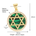 Copper micro-pave hexagram pendant with natural malachite stone and dimension labels - Gold Malachite Hexagram