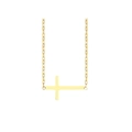 Minimalist gold-plated stainless steel sideways cross necklace with dainty cable chain - Side Cross Style / Gold