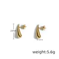 Detailed close-up of golden teardrop earrings showing 22mm height and 7mm width dimensions - Large Water Drop Style (XJA079)