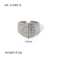 Silver Saint Benedict medal ring with 12mm width and religious engraved pattern - Adjustable Open / Saint Benedict Medal Style (HF-J1349-S)