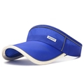 Dark blue open top sun visor hat with breathable mesh and reflective trim for running - Adjustable / Sapphire Blue
