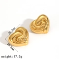 Goldene Edelstahl Herzohrringe mit 3D Wellenstruktur, Größe 28,3mm x 25,2mm - Herz mit Wellenstruktur (TE60058) / 18K Vergoldet