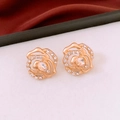 Detailed macro view of square gold rose earrings with crystal inlay and vintage palace style - Stud Earrings (With 925 Silver Pin) - Gold