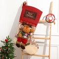 Calza di Natale con renna di peluche 3D, polsino in tela rossa e dettaglio in finta pelliccia - Renna di Natale
