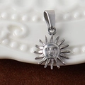 Vintage silver sun face pendant with detailed relief and polished antique finish - Face Sun - Steel