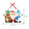 Detailed view of Christmas door hanging with Santa and Reindeer showing 34.6cm width size - Reindeer Santa Claus Style