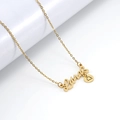 Collar Libra de acero inoxidable bañado en oro de 18K con colgante de letra - Libra