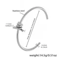 Bracciale rigido minimalista in acciaio inossidabile argento con nodo lucido - Bracciale a Nodo Semplice (Z176) / Colore acciaio