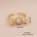 Adjustable golden candy-shaped ring with pavé-set white cubic zirconia and twisted details - Candy Shape Style(4#)