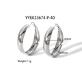 Polished silver stainless steel hoop earrings with 4.0cm diameter and minimalist design - Silver-40mm