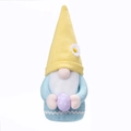 Easter gnome plush doll with yellow knit hat and purple polka dot egg decoration - Easter Egg Style / Yellow