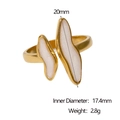Vue détaillée de la bague réglable plaquée or 18k avec dimensions et informations poids - Blanc