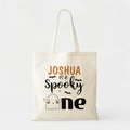 Detalle del bolso de lona de Halloween con estampado de fantasma Joshua e ilustraciones - 35cmx40cm
