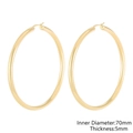 Classic 70mm large golden hoop earrings with 5mm thickness and polished finish - Gold Inner Diameter 70mm Thickness 5mm (KE105502-LO)