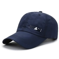 Quick-dry navy blue baseball cap with white S embroidery and breathable fabric - Adjustable / Navy Blue