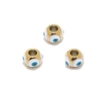 Golden 8mm Evil Eye bead for jewelry making with blue enamel eye and side hole - Gold Base White