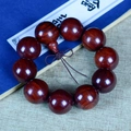 Red sandalwood prayer bead bracelet with natural wood grain and traditional Chinese knot - Precision Small Hole Style / 25mm*10 Beads