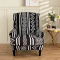 Elastic wingback chair cover with black and white geometric ethnic pattern texture - Geometric Tribal