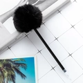 Penna a sfera con pompon nero creativo e fusto nero dal design minimalista - Nero