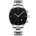 Montre GENEVA business pour homme avec bracelet en acier argenté et cadran noir élégant - Bracelet Argenté Cadran Noir (14)
