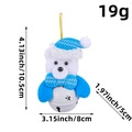 Ornamento natalizio a forma di orso con cappello blu glitterato e campanello - W1-24 Orso con Campanello Bianco