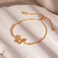 Verstellbares Gold-Schmetterlingsarmband mit Zirkonia-Besatz und Gleitverschluss - Gold