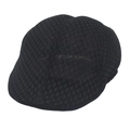 Close-up of the breathable black mesh fabric and textured knit of the flat cap hat - Adjustable / Pure Black
