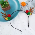 Brown reindeer antlers Christmas headband with red and green plush pom-poms ornaments - Style 30 Brown Antler Red Green Ball